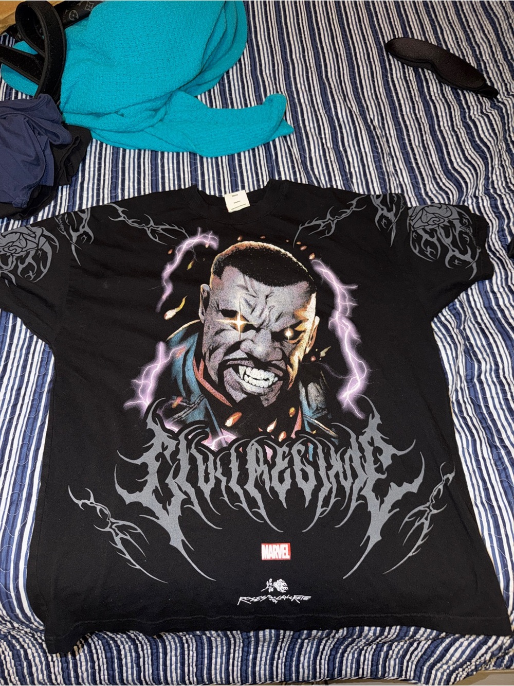 Marvel Black Short Sleeve Graphic Tee with Electrified Character Art